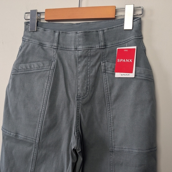 NWT Spanx Twill Straight Leg Pant color Hazy Blue Grey size XS - Picture 7 of 16